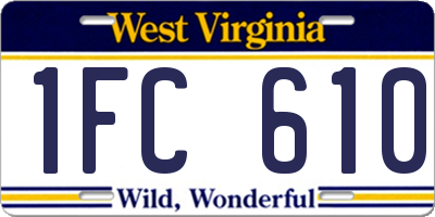 WV license plate 1FC610