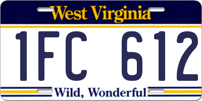 WV license plate 1FC612