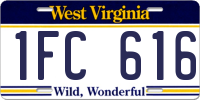 WV license plate 1FC616