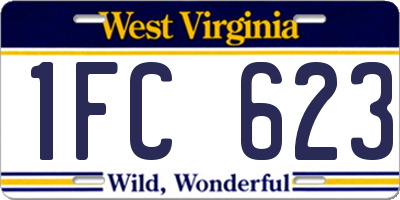 WV license plate 1FC623