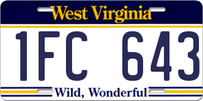 WV license plate 1FC643