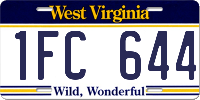 WV license plate 1FC644