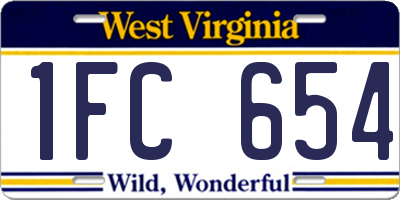 WV license plate 1FC654