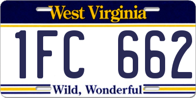 WV license plate 1FC662