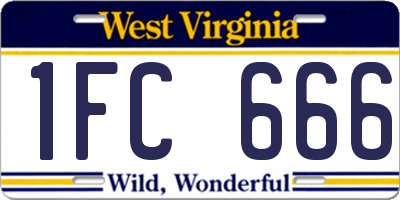 WV license plate 1FC666