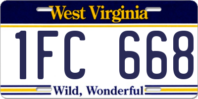 WV license plate 1FC668