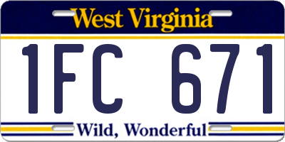 WV license plate 1FC671