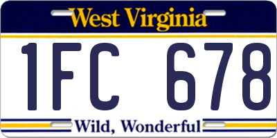 WV license plate 1FC678