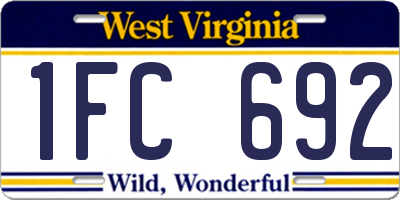 WV license plate 1FC692