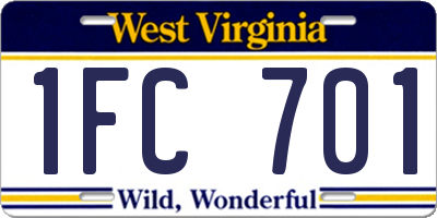 WV license plate 1FC701