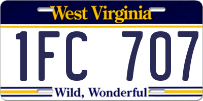 WV license plate 1FC707