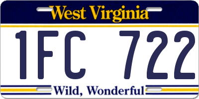 WV license plate 1FC722