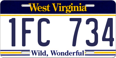 WV license plate 1FC734