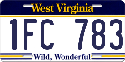 WV license plate 1FC783