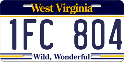 WV license plate 1FC804