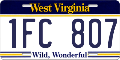 WV license plate 1FC807