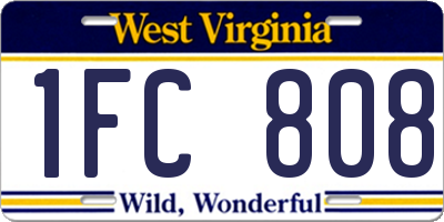 WV license plate 1FC808