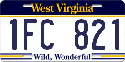 WV license plate 1FC821