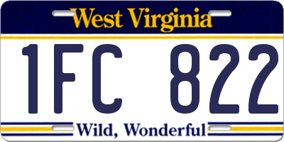 WV license plate 1FC822