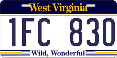WV license plate 1FC830