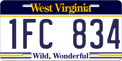 WV license plate 1FC834