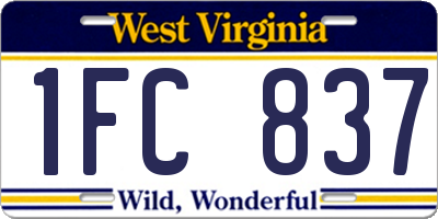 WV license plate 1FC837