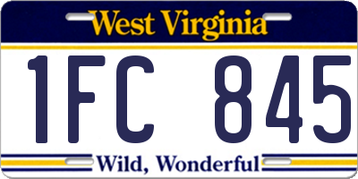WV license plate 1FC845