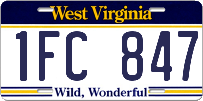 WV license plate 1FC847