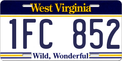 WV license plate 1FC852