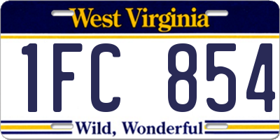 WV license plate 1FC854