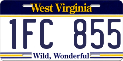 WV license plate 1FC855