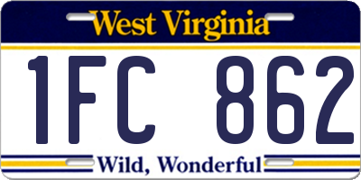 WV license plate 1FC862