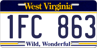 WV license plate 1FC863