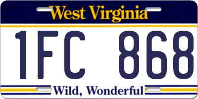 WV license plate 1FC868