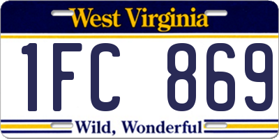 WV license plate 1FC869
