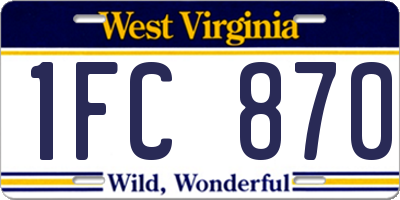 WV license plate 1FC870