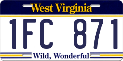 WV license plate 1FC871