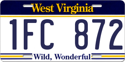 WV license plate 1FC872