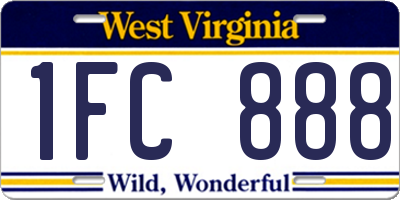 WV license plate 1FC888