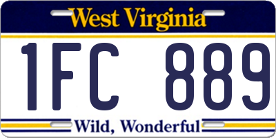 WV license plate 1FC889
