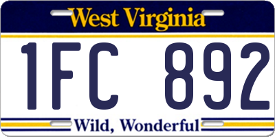 WV license plate 1FC892