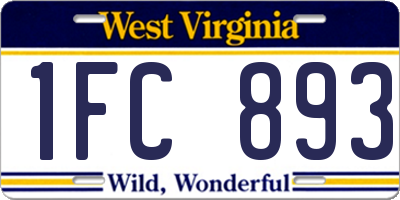 WV license plate 1FC893