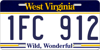 WV license plate 1FC912