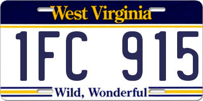 WV license plate 1FC915