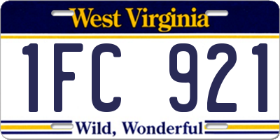 WV license plate 1FC921