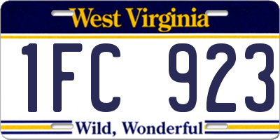 WV license plate 1FC923