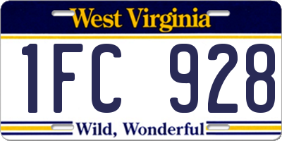 WV license plate 1FC928