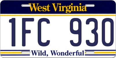 WV license plate 1FC930