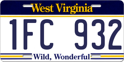 WV license plate 1FC932