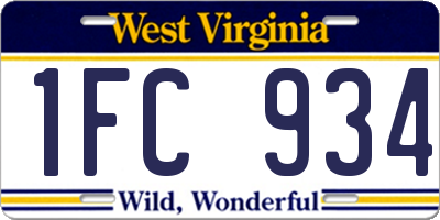 WV license plate 1FC934